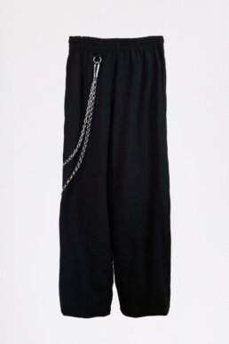 librastyle Black wide led sweatpants with long double chain