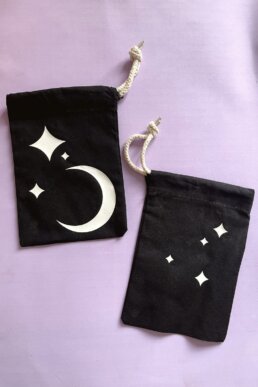 Moon and Stars jewelry pouches bags made of 100% organic cotton