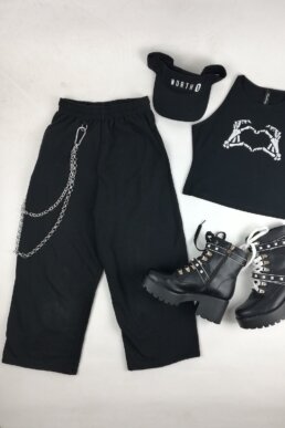 Black Pants trousers with chains