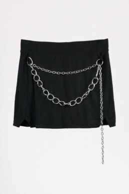 librastyle Black mini skirt with built-in shorts and chains on front