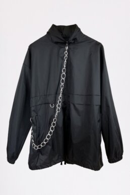 librastyle Black windbreaker with with detachable chains detail