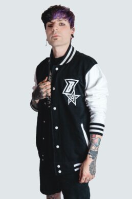 College goth jacket for men with pentacle